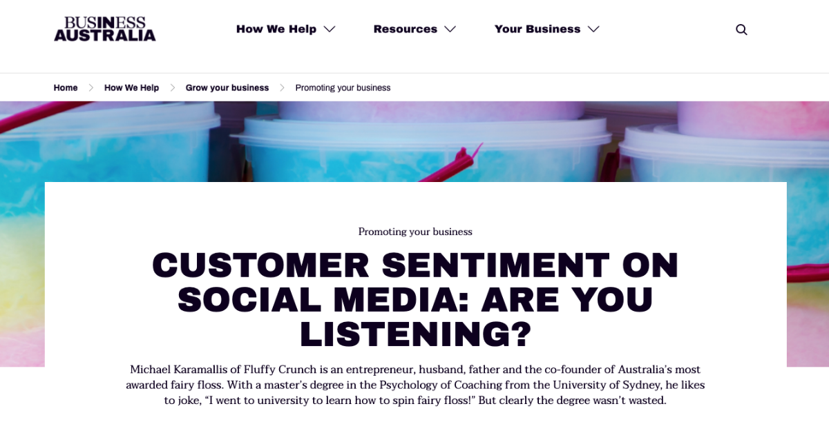 Business Australia - Fluffy Crunch Case Study Customer Sentiment on social media